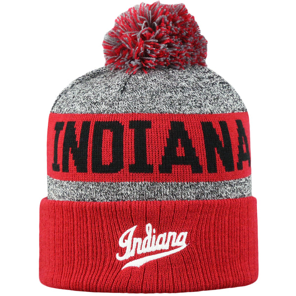 Top of the World NCAA Arctic Striped Cuffed Knit Pom Beanie Hat-Indiana Hoosiers