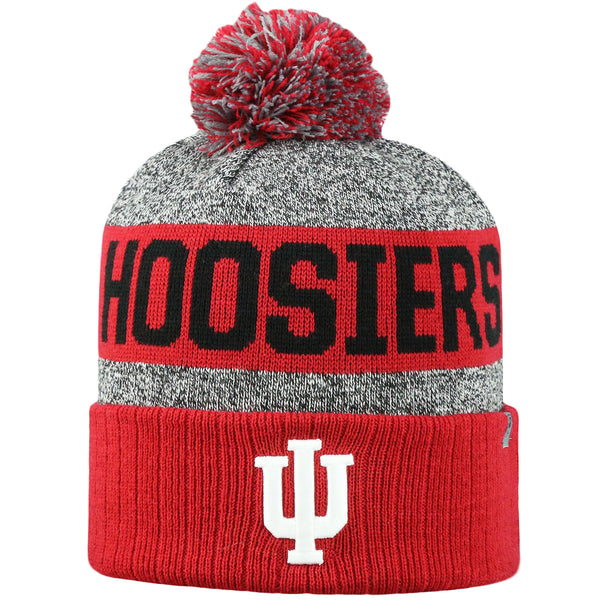 Top of the World NCAA Arctic Striped Cuffed Knit Pom Beanie Hat-Indiana Hoosiers