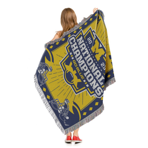 Northwest NCAA Michigan Wolverines 2023 FBC National Champions Woven Tapestry Throw Blanket