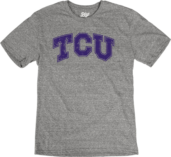 Blue 84 Men's TCU Horned Frogs Tri-Blend T-Shirt Vintage Icon Heather Grey