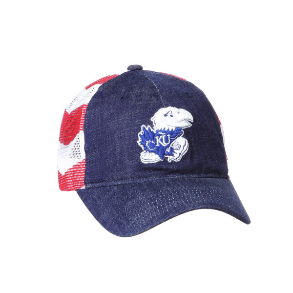 Kansas Jayhawks Red White and Blue Anthem Flag University Hat