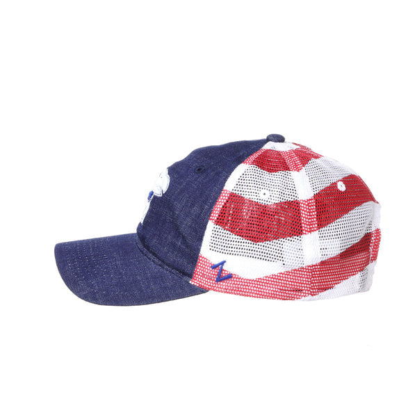 Kansas Jayhawks Red White and Blue Anthem Flag University Hat