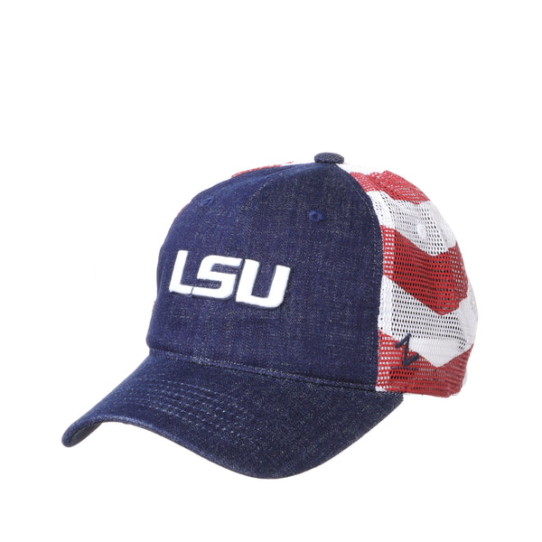 LSU Tigers Red White and Blue University Anthem Flag Hat