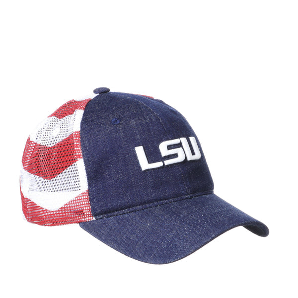 LSU Tigers Red White and Blue University Anthem Flag Hat