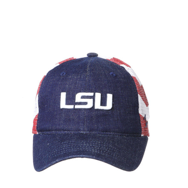 LSU Tigers Red White and Blue University Anthem Flag Hat