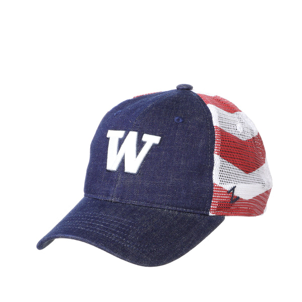 Washington Huskies Red White and Blue Anthem Flag Hat