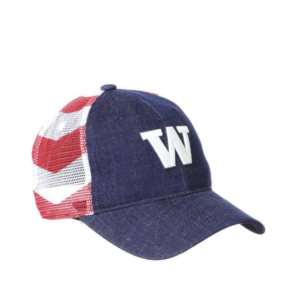 Washington Huskies Red White and Blue Anthem Flag Hat