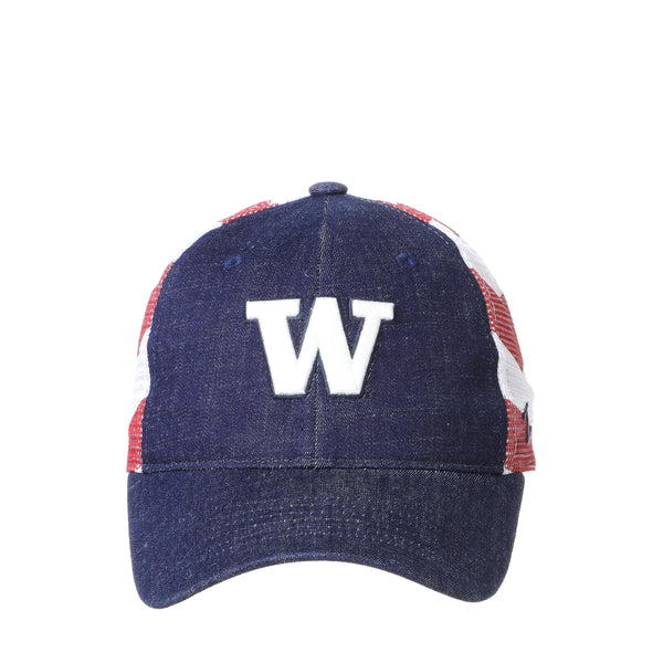 Washington Huskies Red White and Blue Anthem Flag Hat